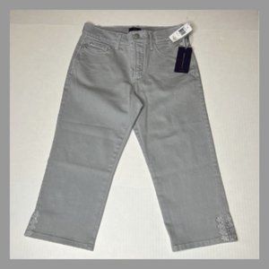 NYDJ Jeans Women's Crop Gray Denim Mid Rise Lift Tuck Technology-Size 4P -NWT'S